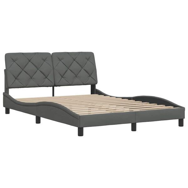 vidaXL Estrutura de cama sem colch&atilde;o 140x190 cm tecido cinzento-escuro