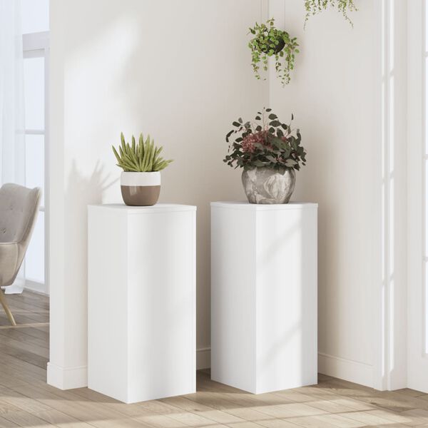 vidaXL Suportes p/ plantas 2 pcs 30x30x70 cm derivados madeira branco