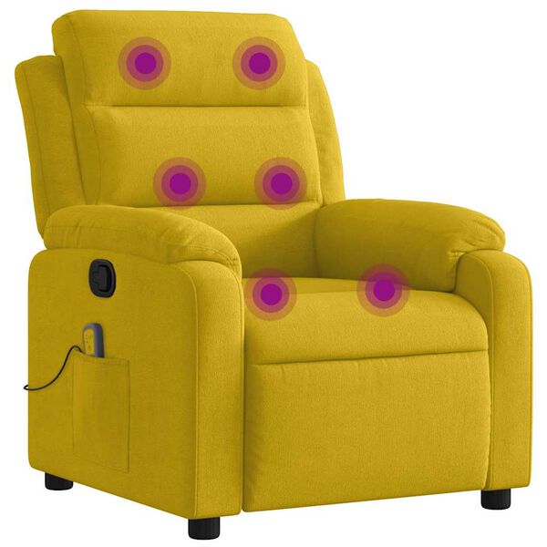 vidaXL Poltrona de massagens reclin&aacute;vel veludo amarelo