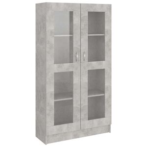 vidaXL Arm&aacute;rio vitrine derivados de madeira cinzento cimento