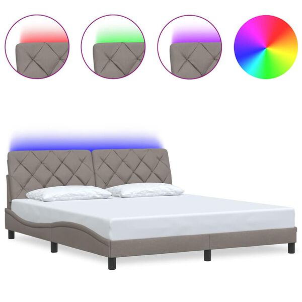 vidaXL Estrutura de cama com LED sem colch&atilde;o 180x200 cm tecido