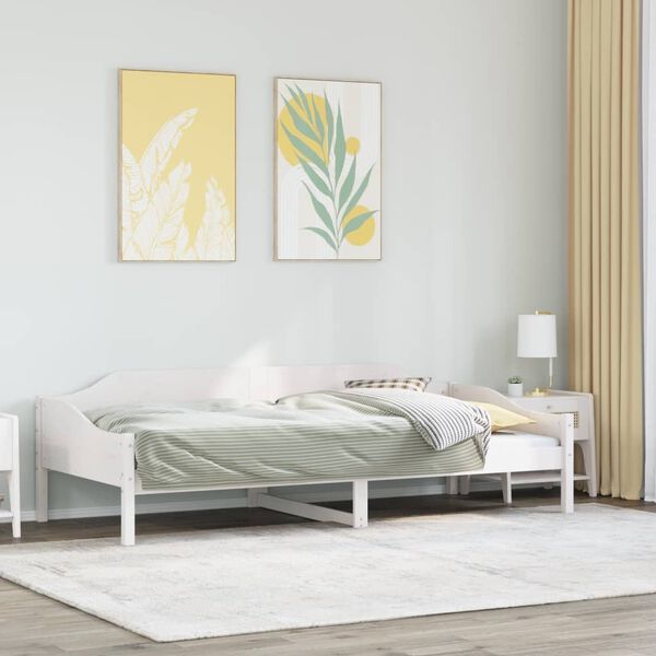 vidaXL Estrutura de cama sem colch&atilde;o 80x200 cm pinho maci&ccedil;o branco