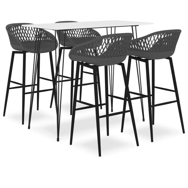 vidaXL 5 pcs conjunto de bar branco e cinzento