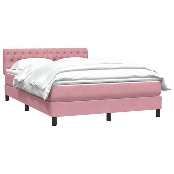 vidaXL Cama box spring com colch&atilde;o 160x210 cm veludo rosa