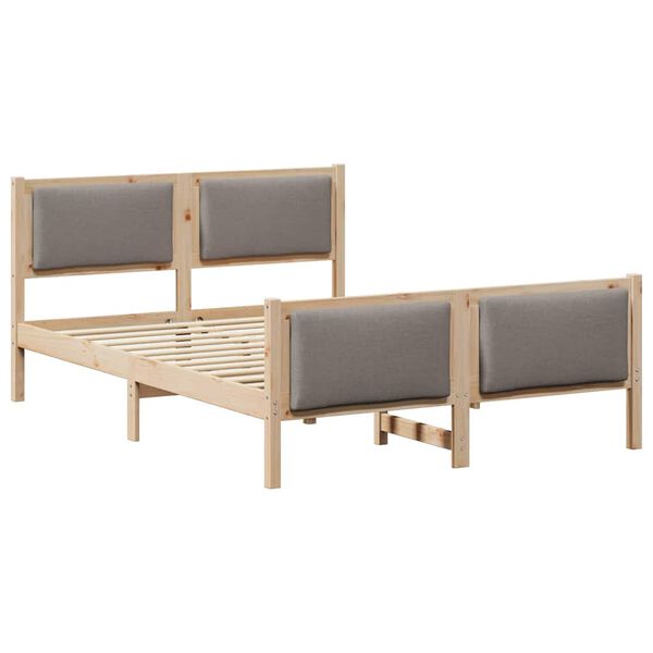 vidaXL Estrutura da Cama Cinzento-acastanhado 135 x 190 cm tecido