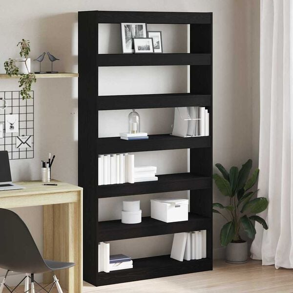 vidaXL Gabinete de Livros Carvalho Preto 100 x 30 x 198 cm