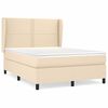 vidaXL Cama com molas/colch&atilde;o 140x190 cm tecido cor creme
