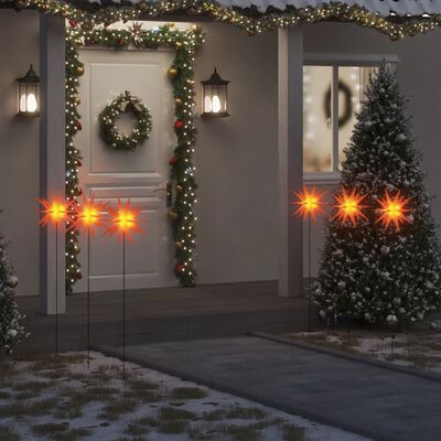 vidaXL Luzes de Natal com espigões 3 pcs LED dobrável 35 cm vermelho