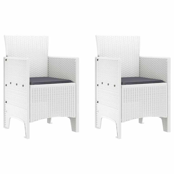 vidaXL Cadeira de Jardim 2 pcs Branco 53 x 49 x 85 cm Polipropileno