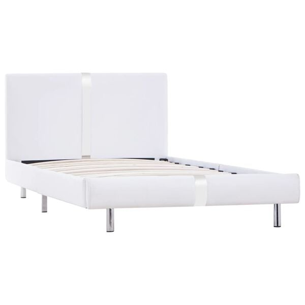 vidaXL Estrutura de cama 90x200 cm couro artificial branco