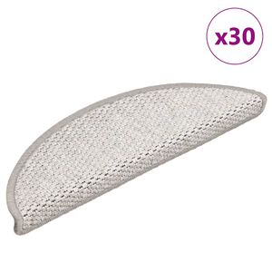 vidaXL Tapetes escada adesivos aspeto sisal 30 pcs 56x17x3 cm prateado