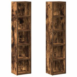 vidaXL Arm&aacute;rios para CDs 2pcs 21x16x93,5 cm derivados madeira fumado