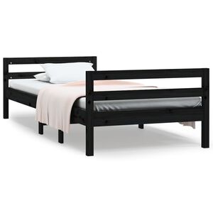 vidaXL Estrutura de cama 75x190 cm madeira de pinho maci&ccedil;a preto
