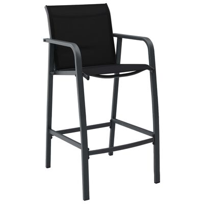 vidaXL Cadeiras de bar para jardim 2 pcs textilene preto