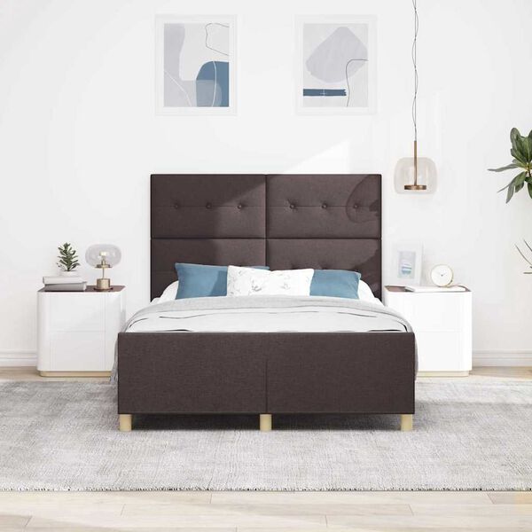 vidaXL Estrutura da Cama Castanho escuro 140 x 190 cm tecido