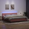 vidaXL Cama box spring c/ colch&atilde;o e LED rosa 180x220 cm veludo