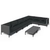 vidaXL 8 pcs conj. lounge jardim c/ almofad&otilde;es vime PE cinzento-escuro