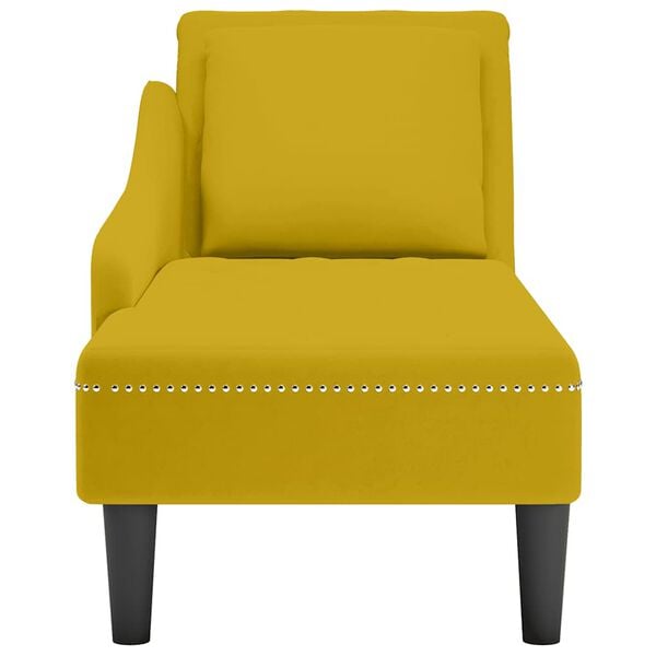 vidaXL Chaise lounge c/almofada/apoio de braços direito veludo amarelo
