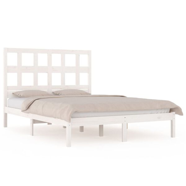 vidaXL Cama sem colch&atilde;o 140x200 cm madeira de pinho maci&ccedil;a branco