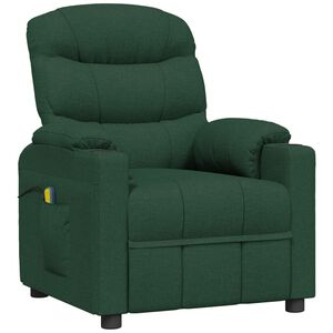 vidaXL Poltrona de massagens tecido verde-escuro