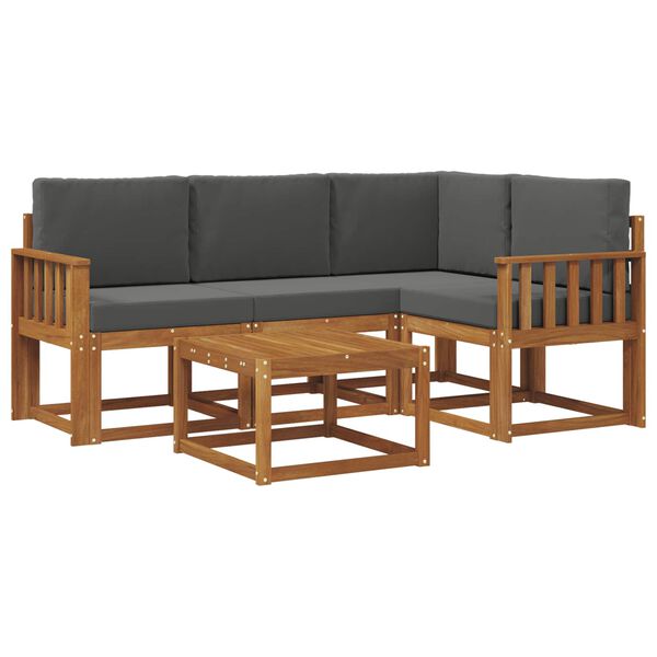 vidaXL Conjunto de Sof&aacute;s para Exterior 5 pcs Natural e Antracite