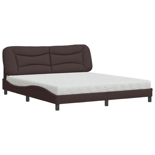 vidaXL Cama com colch&atilde;o Hvar 180x200 cm tecido castanho-escuro