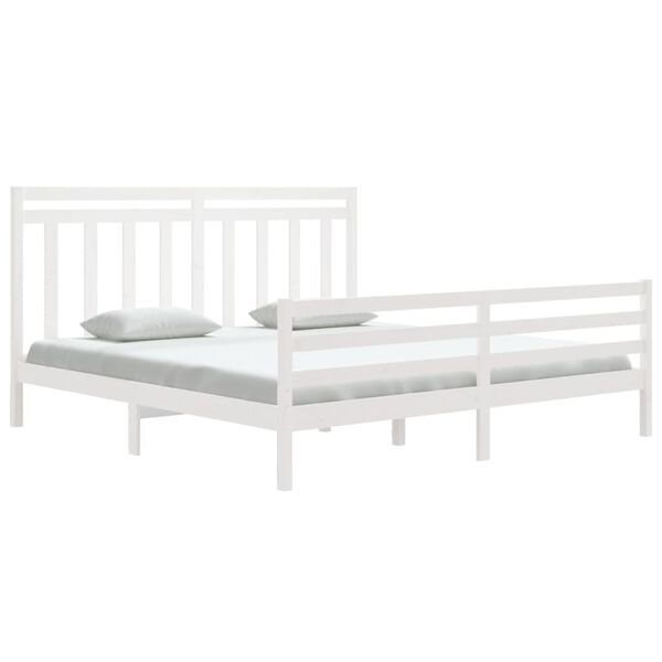 vidaXL Estrutura de cama super king pinho maci&ccedil;o 180x200 cm branco