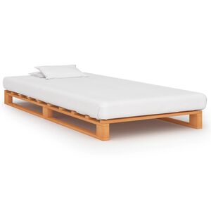 vidaXL Estrutura de cama em paletes pinho maci&ccedil;o 90x200 castanho