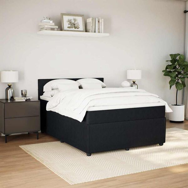 vidaXL Cama com molas/colch&atilde;o 140x190 cm veludo preto