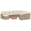 vidaXL 11 pcs conjunto sof&aacute;s de jardim c/ almofad&otilde;es vime PE bege