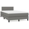 vidaXL Cama boxspring com colch&atilde;o 120x190 cm tecido cinzento-escuro