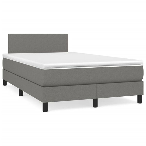 vidaXL Cama boxspring com colch&atilde;o 120x190 cm tecido cinzento-escuro