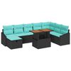 vidaXL Conjunto de Sof&aacute; de Jardim 9 unid. Preto vime PE
