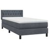 vidaXL Cama com molas/colch&atilde;o 90x220 cm veludo cinzento-escuro