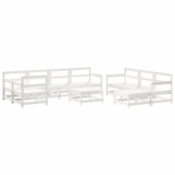 vidaXL 10pcs conjunto lounge jardim c/almofadões madeira maciça branco