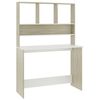 vidaXL Secret&aacute;ria c/ prateleiras 110x45x157cm contrap. branco/carvalho