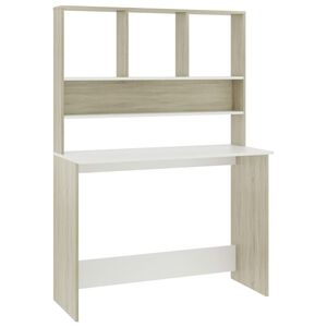 vidaXL Secret&aacute;ria c/ prateleiras 110x45x157cm contrap. branco/carvalho