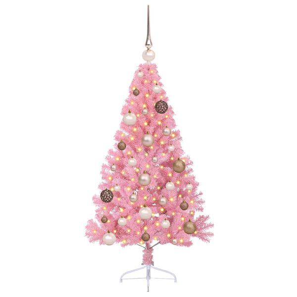 vidaXL &Aacute;rvore de Natal Artificial Pr&eacute;-iluminada Rosa 120 cm PVC