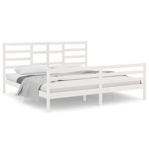 vidaXL Estrutura de cama 200x200 cm madeira maci&ccedil;a branco