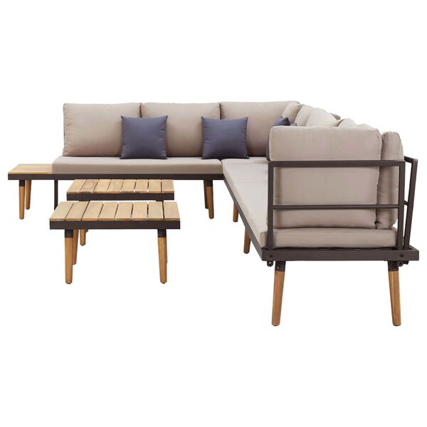 vidaXL 8 lugares conjunto lounge jardim c/ almofad&otilde;es ac&aacute;cia maci&ccedil;a