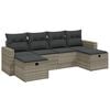 vidaXL 6 pcs conj. sof&aacute;s jardim com almofad&otilde;es vime PE cinzento-claro