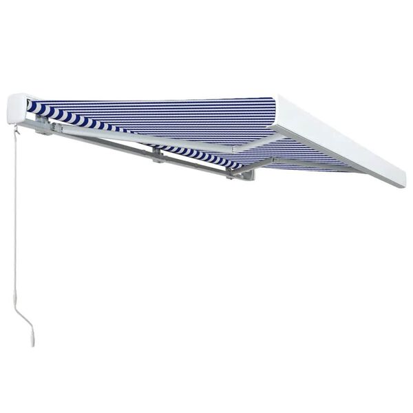 vidaXL Toldo manual com caixa 300x250 cm azul e branco