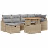 vidaXL Conjunto de Sof&aacute; de Jardim 7 unid. Bege vime PE