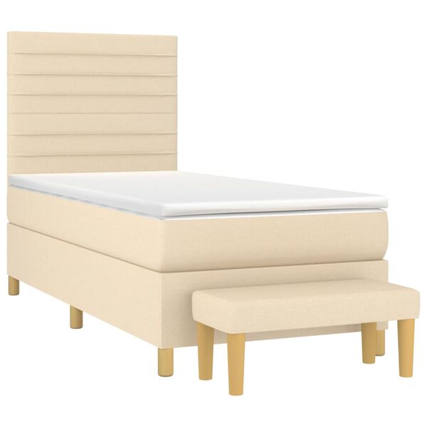 vidaXL Cama com molas/colch&atilde;o 90x190 cm tecido cor creme