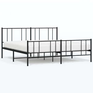 vidaXL Estrutura de cama com cabeceira e p&eacute;s 193x203 cm metal preto