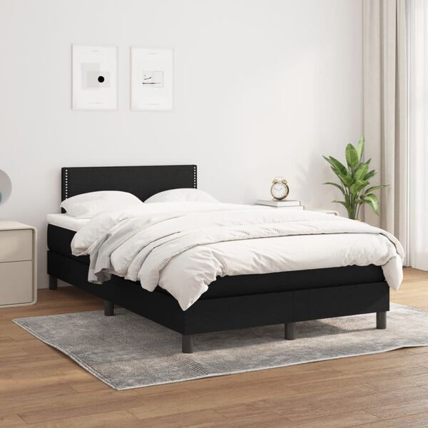 vidaXL Cama boxspring com colch&atilde;o 120x190 cm tecido preto