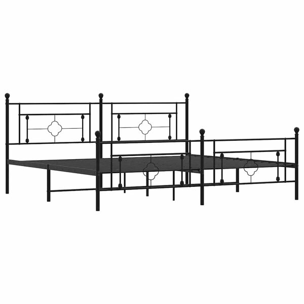 vidaXL Estrutura de cama com cabeceira e p&eacute;s 193x203 cm metal preto