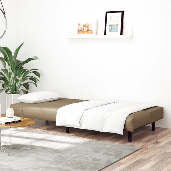 vidaXL Sofá-cama de 2 lugares couro artificial cappuccino