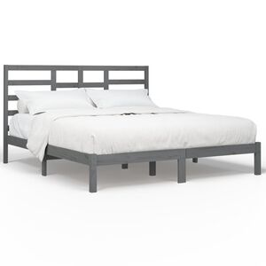 vidaXL Estrutura de cama 200x200 cm madeira maci&ccedil;a cinzento
