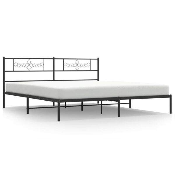 vidaXL Estrutura de cama em metal com cabeceira 180x200 cm preto